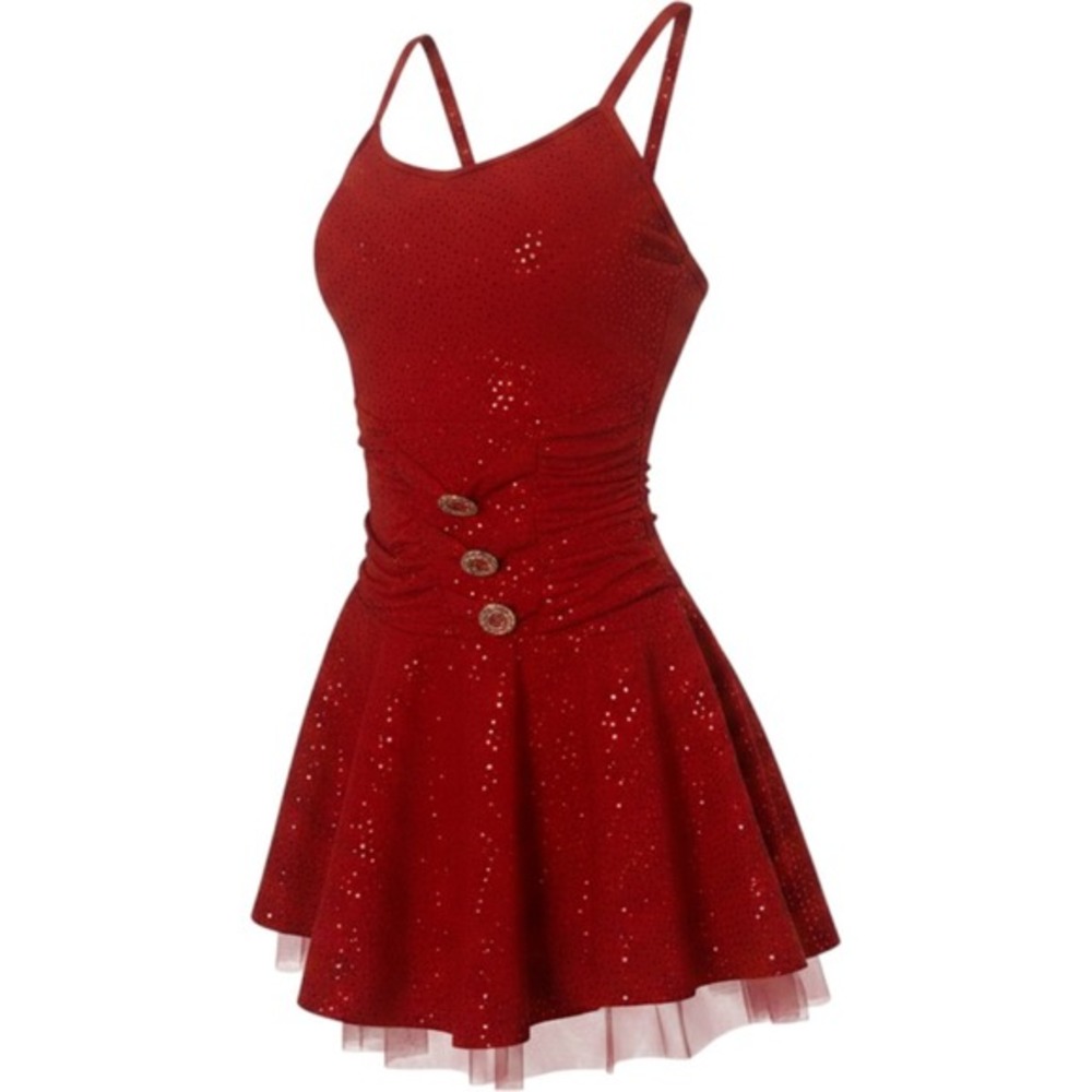 The‎ Competitor Child Size Large Red Sequin Dance Gymnastics Leotard Dress
